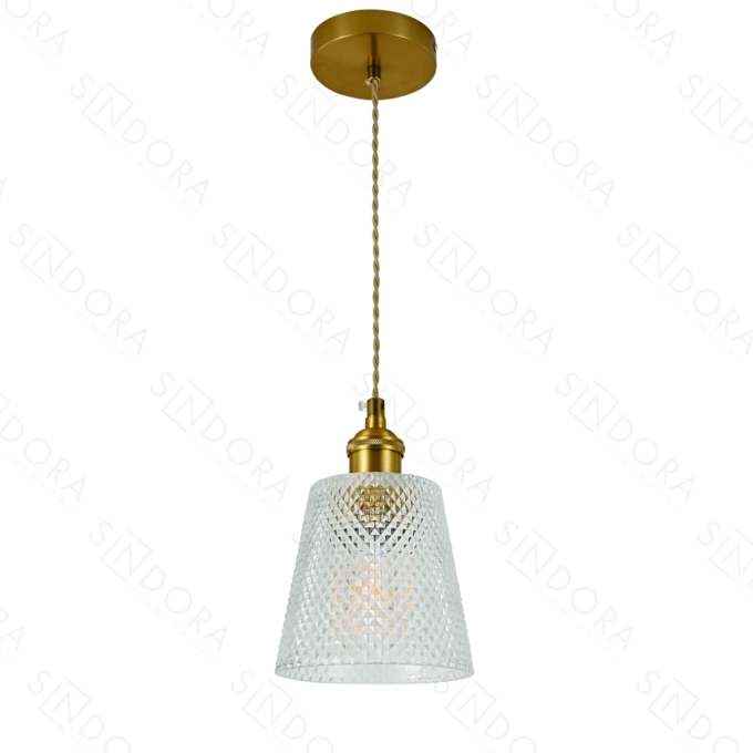 Pendente Sindora Metal Bronze e Vidro Transparente 1L E27 130x120m DCD04033