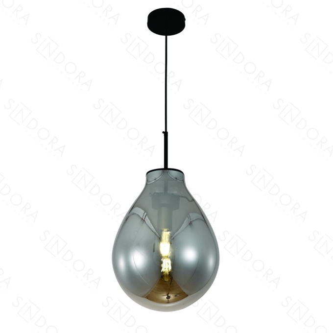 Pendente Sindora Metal Bronze e Vidro Fumê 1L E27 Ø300x400mm DCD04009