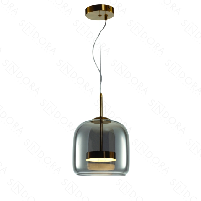 Pendente Sindora Metal Bronze e Vidro Fumê 8W 3000k Ø230x220mm DCD04018