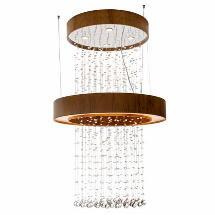 Pendente Fox Lustres Madeira e Cristal 10L E27 Ø1000X1100mm 1013