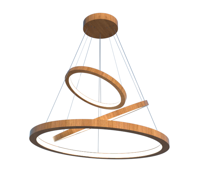 Pendente Fox Lustres Madeira 108 watts 3000K Bivolt Ø700X40x1000cm 1050