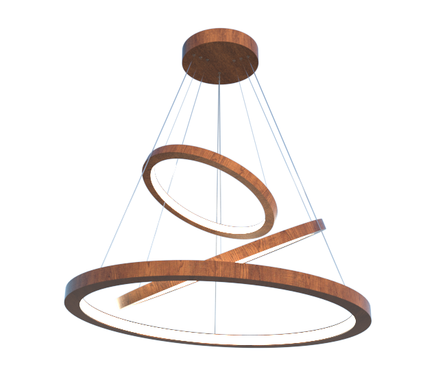 Pendente Fox Lustres Madeira 108 watts 3000K Bivolt Ø700X40x1000cm 1050