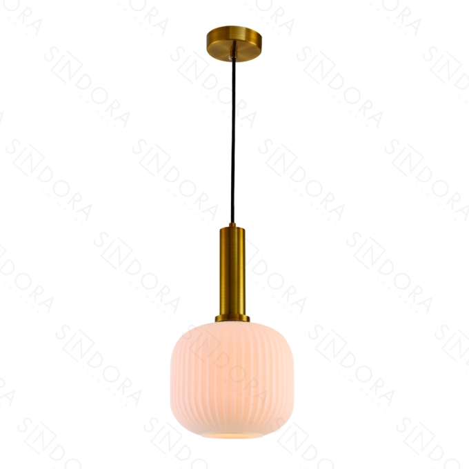 Pendente Sindora Metal Bronze e Vidro Branco 1L E27 200x190mm DCD04040