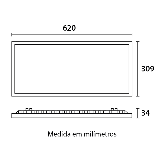 Painel Sobrepor Blumenau Retangular 30 watts Backlight 4100K 600x300mm Alumínio Bivolt 80984104