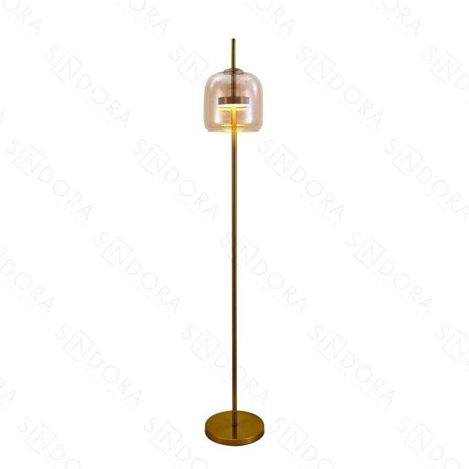 Coluna de Piso Sindora Metal Bronze e Vidro Conhaque 12W 3000k Ø250x1550mm DCD04023