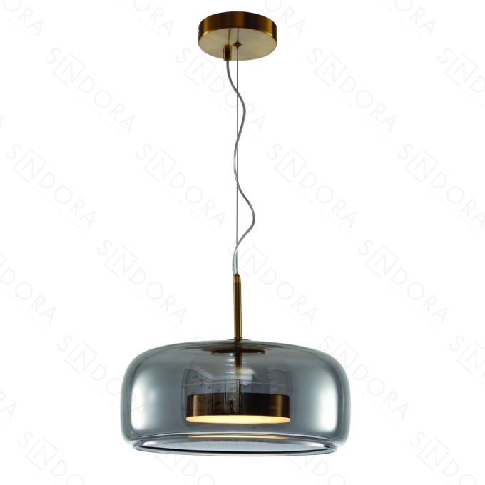 Pendente Sindora Metal Bronze e Vidro Fumê 8W 3000k Ø330x150mm DCD04020