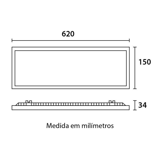 Painel Embutir Blumenau Retangular 20 watts Backlight 4100K 620x150mm Alumínio Bivolt 80554104