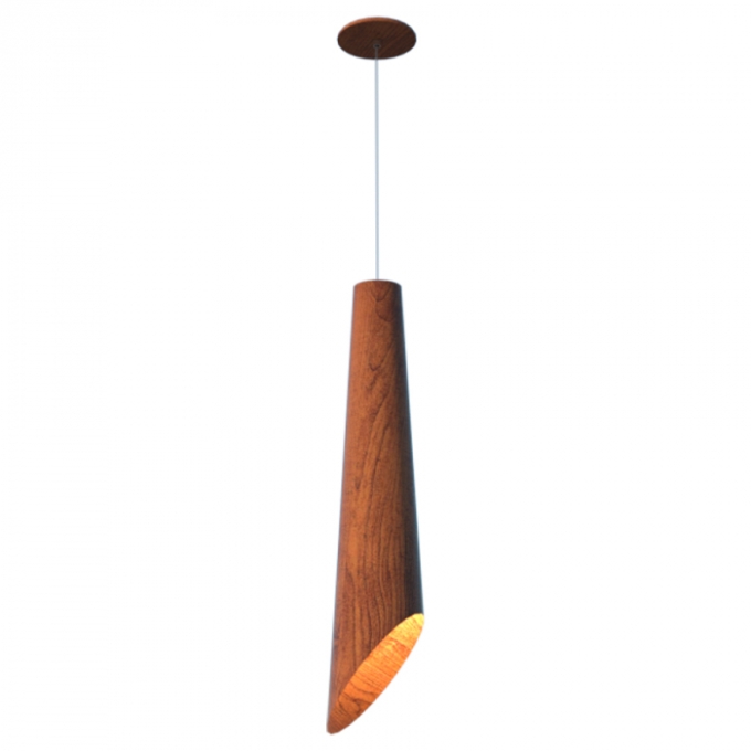 Pendente Fox Lustres Madeira Cônico 1L E27 Ø140x700mm 220