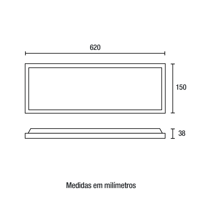Painel Sobrepor Blumenau Retangular 20 watts Branco 4100K 620x150mm Alumínio Bivolt 83854104
