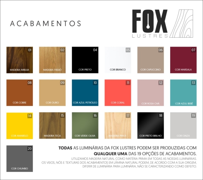 Pendente Fox Lustres Madeira 134 watts 3000K Bivolt 1000x500x500mm 4011