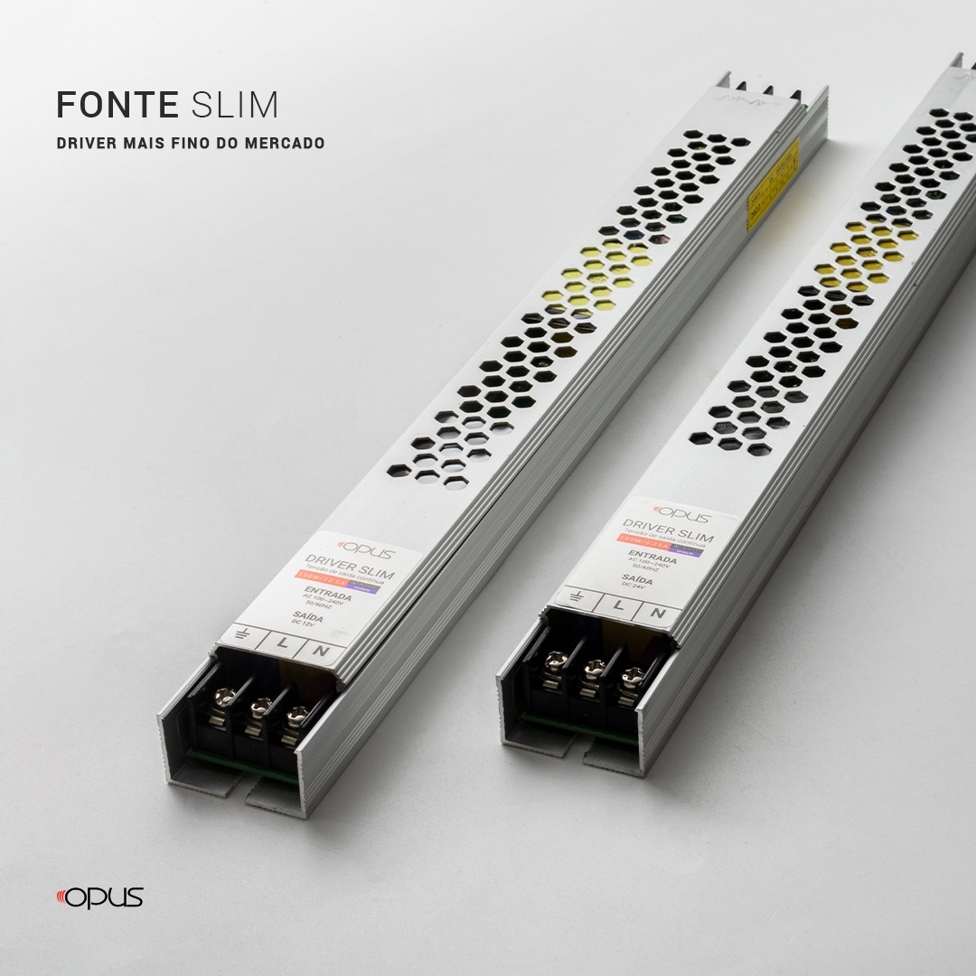 Fonte 12V Opus 120 Watts 10A IP20 Bivolt 300x29x19,5mm OPS 82604