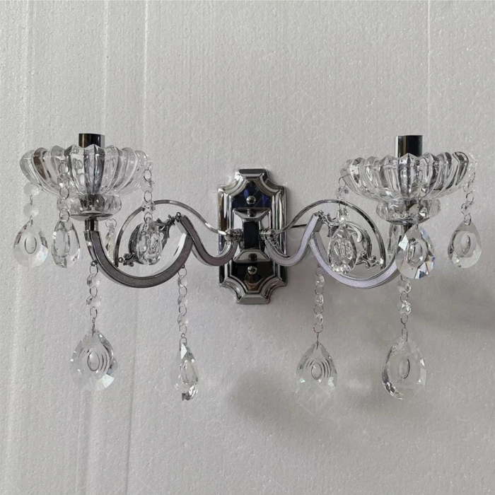 Arandela Sindora Metal Cromado e Cristal Transparente 2L E14 320x170x170mm DCB00405-2