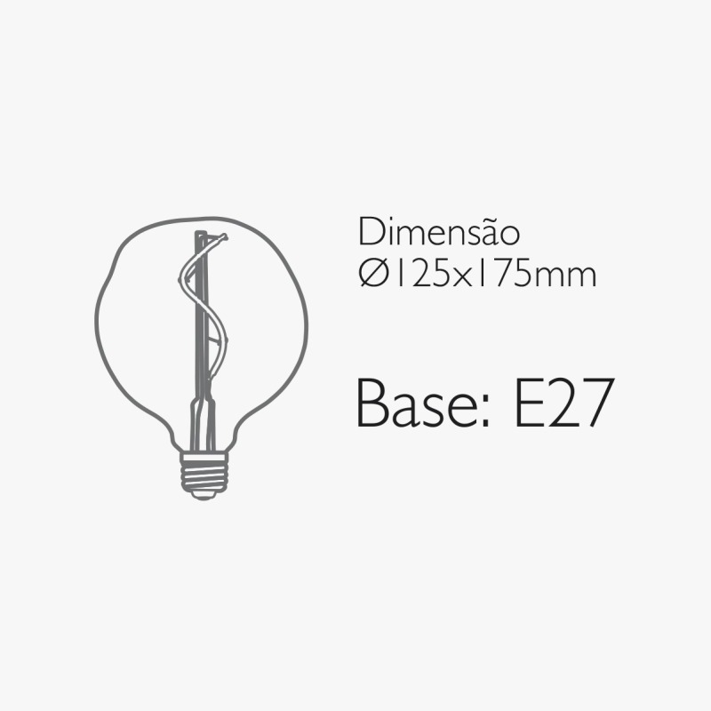 Lâmpada Romalux Filamento Vetro 2,5 watts 2200K Bivolt IP20 Ø125x175mm 70267