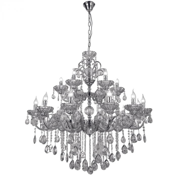 Pendente Sindora Metal Cromado e Cristal Transparente 24L E14 Ø950x1500mm DCD00405-12+8+4