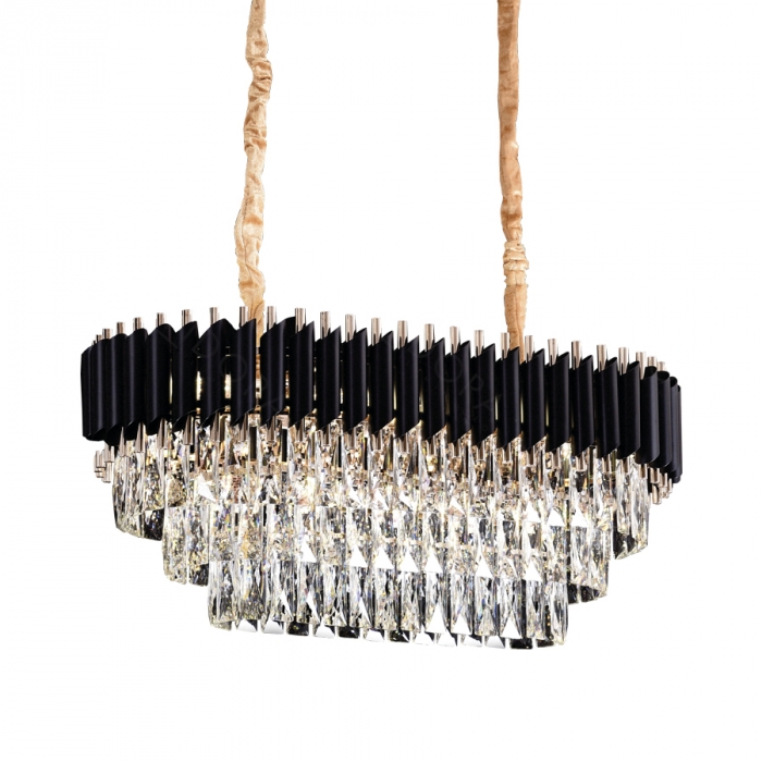 Pendente Sindora Metal Preto e Cristal Transparente 8L E14 Ø750x350mm DCD03912