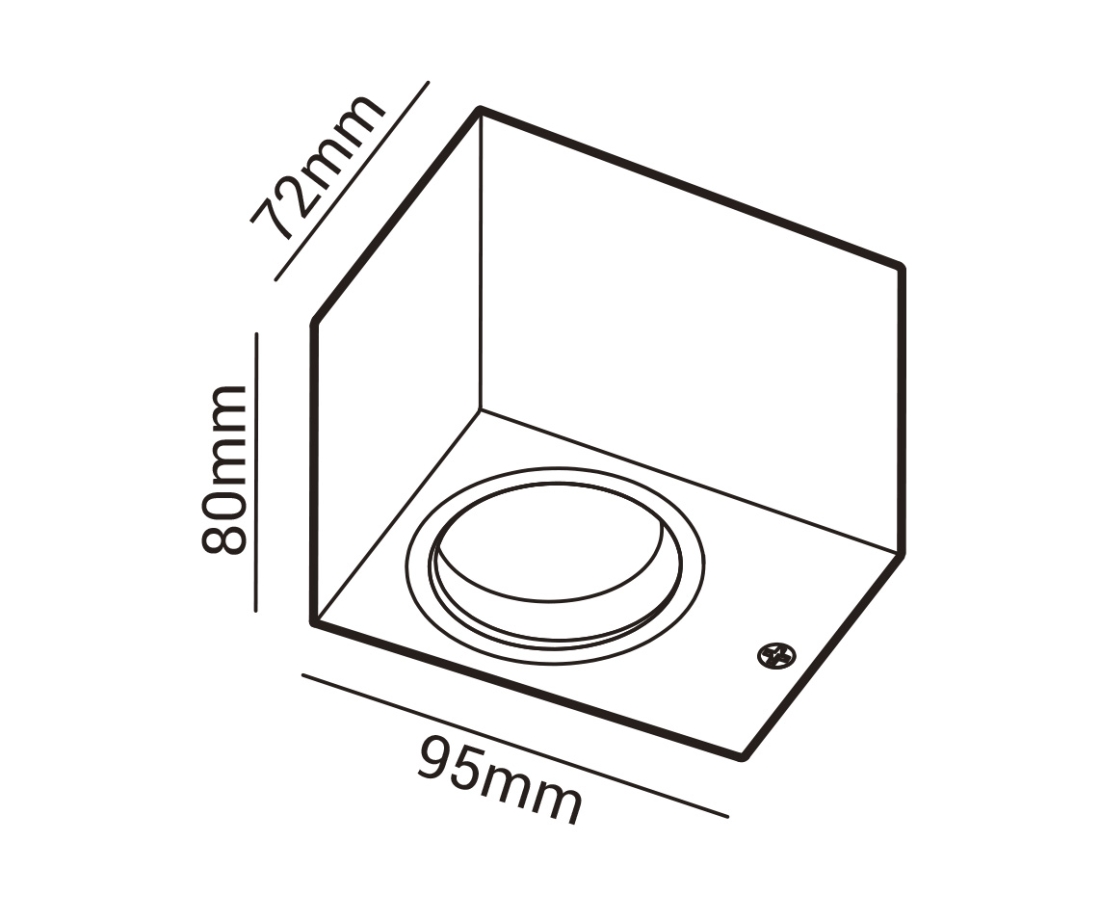 Arandela Opus Solo Preto IP65 1L Dicróica 72x80x95mm OPS 81201