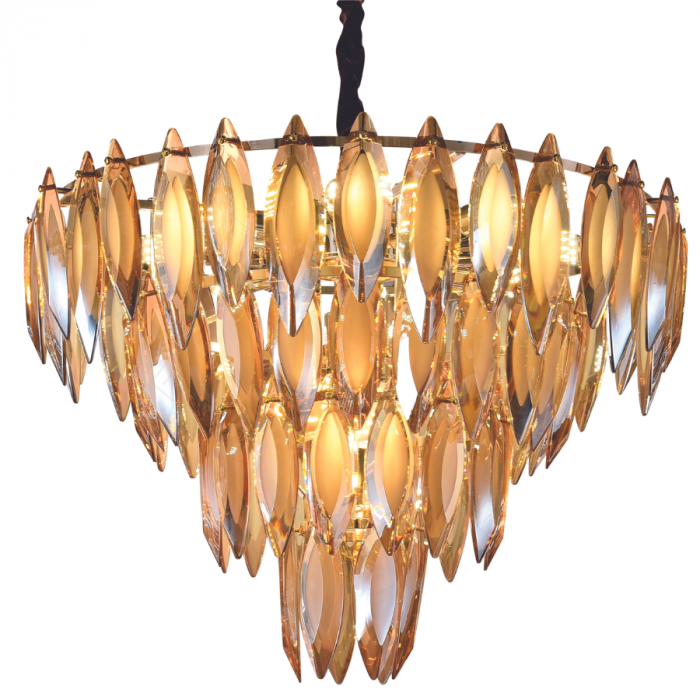 Pendente Sindora Metal Dourado e Cristal Champagne 15L E14 Ø800x500mm DCD03931
