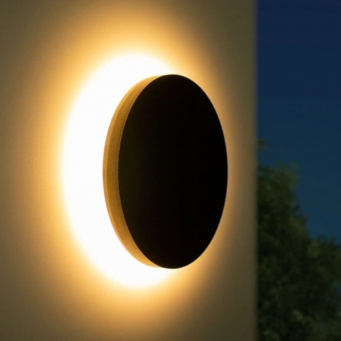 Arandela Opus Eclipse 12 Watts 3000K Preto IP65 Ø160mm OPS 81737