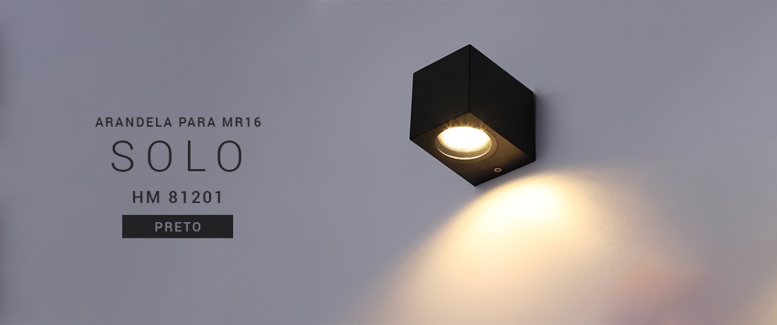 Arandela Opus Solo Preto IP65 1L Dicróica 72x80x95mm OPS 81201