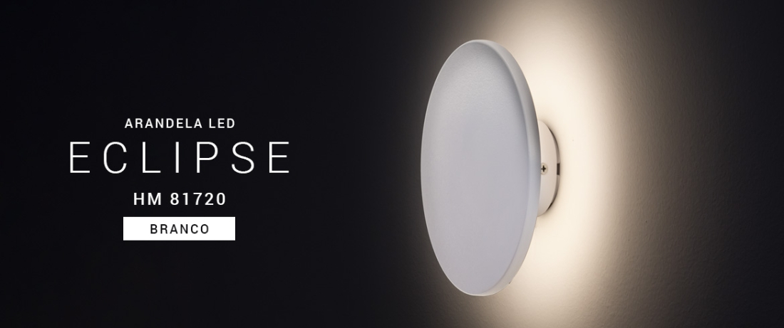 Arandela Opus Eclipse 12 Watts 3000K Branco IP65 
Ø160mm OPS 81720