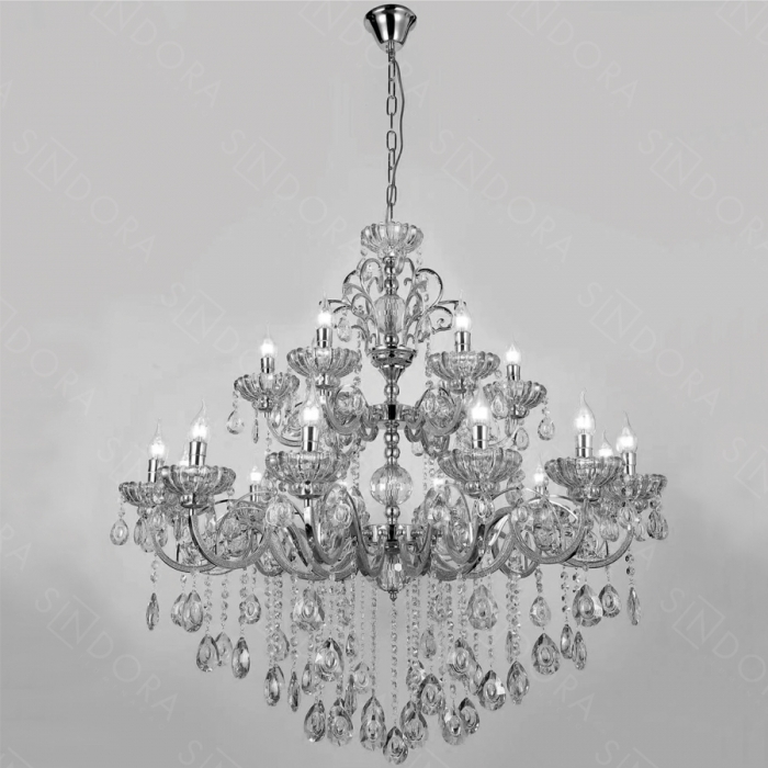 Pendente Sindora Metal Cromado e Cristal Transparente 24L E14 Ø950x1500mm DCD00405-12+8+4
