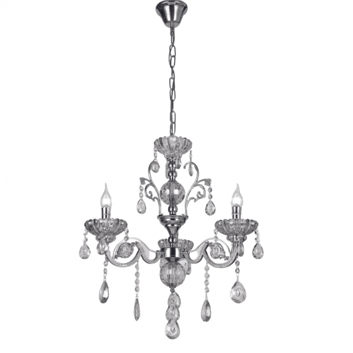 Pendente Sindora Metal Cromado e Cristal Transparente 3L E14 Ø450x450mm DCD00405-3