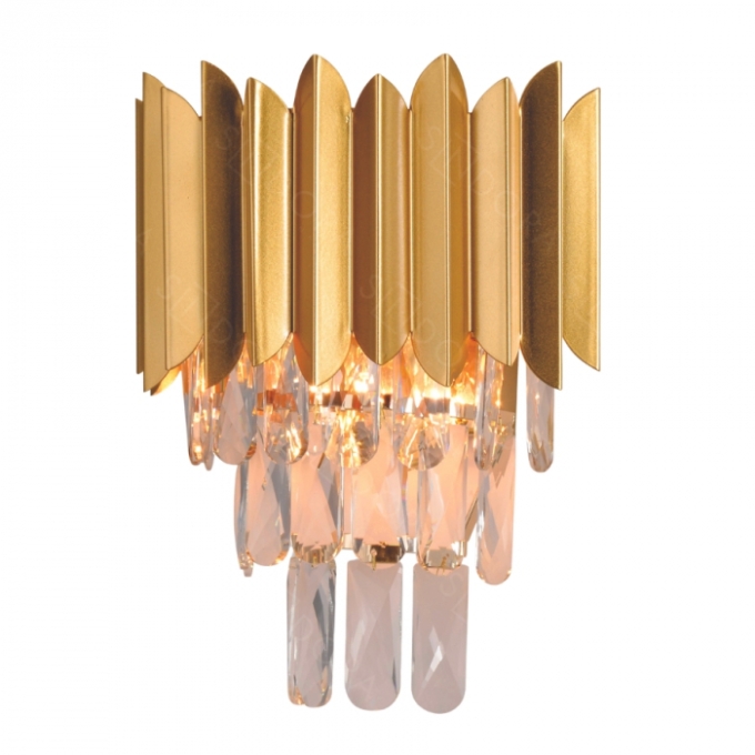 Arandela Sindora Metal Dourado e Cristal Transparente 2L E14 Ø260x310mm DCB00796