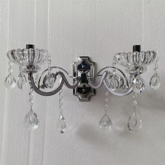 Arandela Sindora Metal Cromado e Cristal Transparente 2L E14 320x170x170mm DCB00405-2
