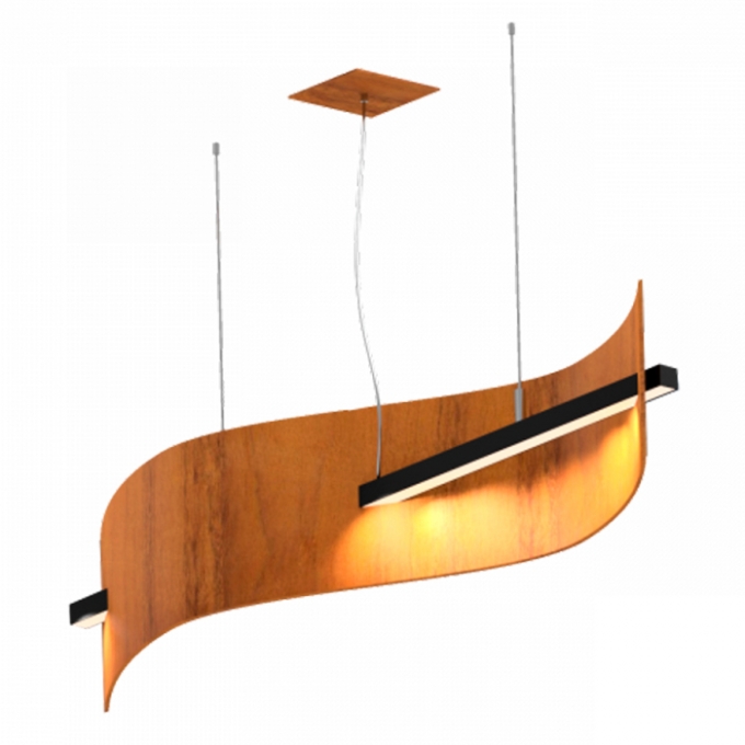 Pendente Fox Lustres Madeira Wave 21 watts 3000K Bivolt 250x1100x160mm 375