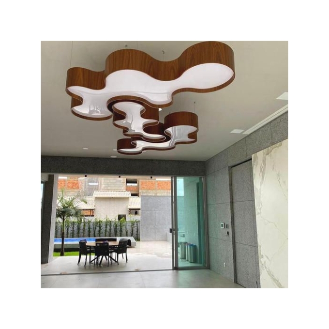 Pendente Fox Lustres Madeira Semi Cilíndrico 9L E27 210x2000x850mm 4001
