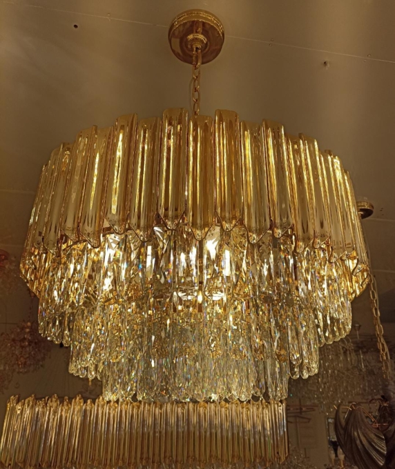 Pendente Sindora Metal Dourado e Cristal 15L E14 Ø620x400mm DCD00226