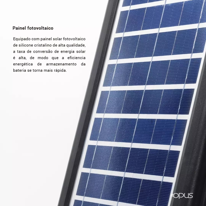 Luminária Solar para Poste Opus LED 150 watts IP66 500x235x70mm Preto OPS 81973