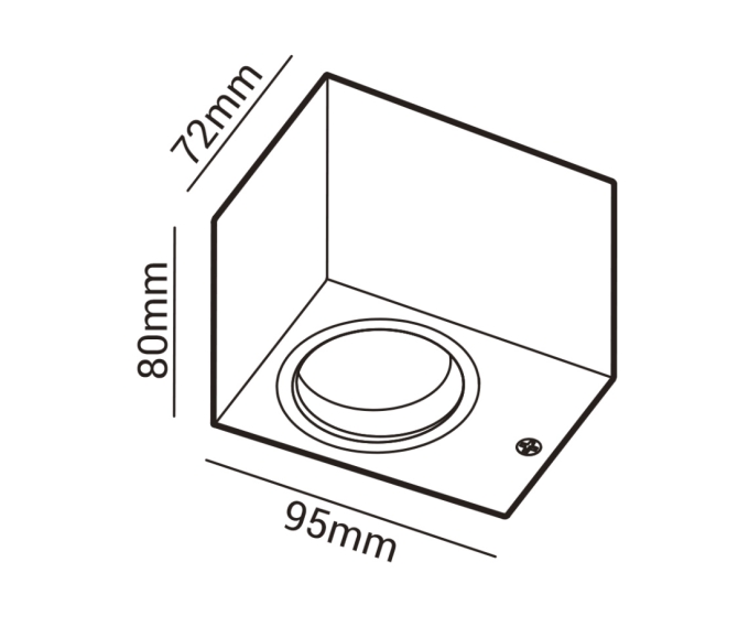 Arandela Opus Solo Preto IP65 1L Dicróica 72x80x95mm OPS 81201