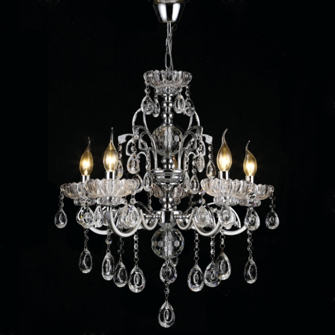 Pendente Sindora Metal Cromado e Cristal Transparente 5L E14 Ø500x500mm DCD00405-5