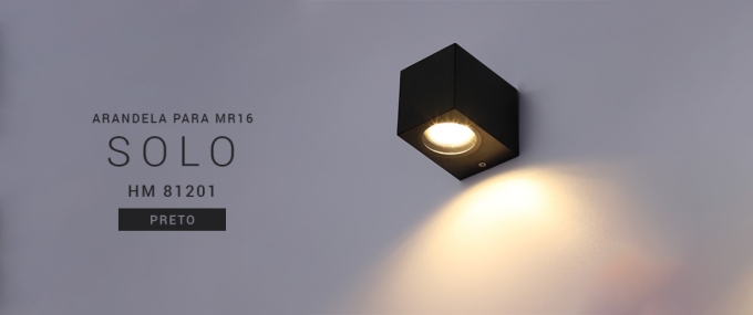 Arandela Opus Solo Preto IP65 1L Dicróica 72x80x95mm OPS 81201