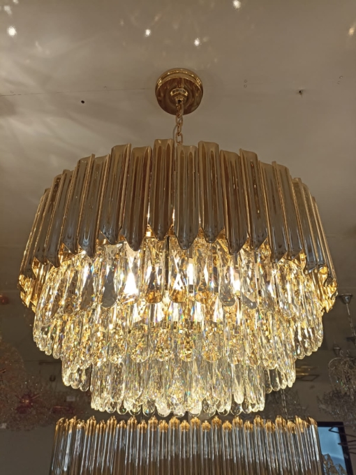 Pendente Sindora Metal Dourado e Cristal 15L E14 Ø620x400mm DCD00226