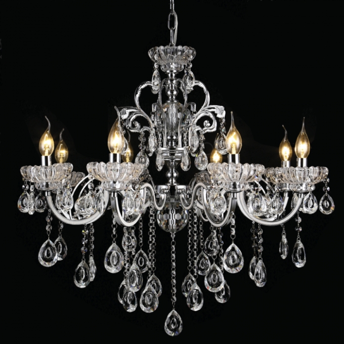 Pendente Sindora Metal Cromado e Cristal Transparente 18L E14 Ø1000x1200mm DCD00405-12+6