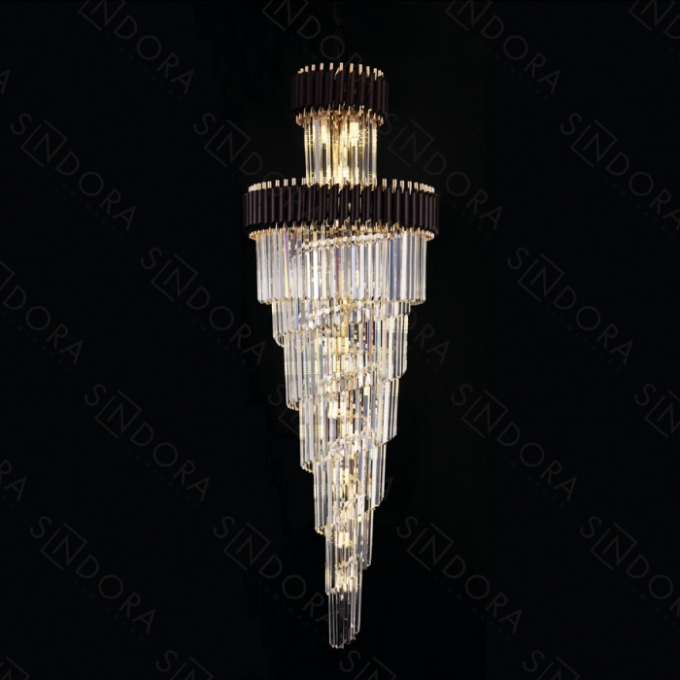 Pendente Sindora Metal Preto e Cristal Transparente 24L E14 Ø650x1800mm DCD03914