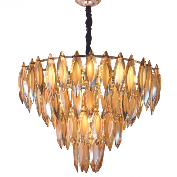 Pendente Sindora Metal Dourado e Cristal Champagne 10L E14 Ø600x430mm DCD03930