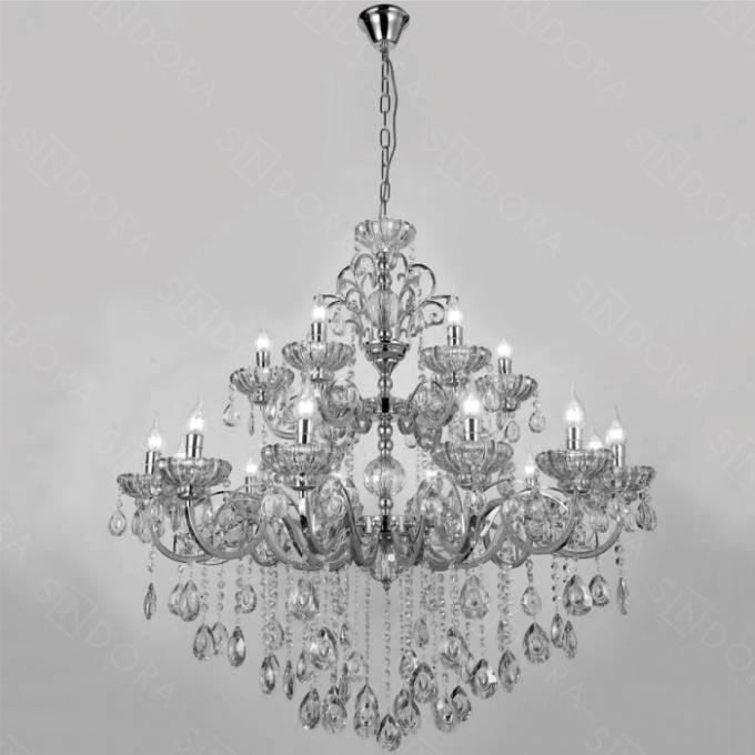 Pendente Sindora Metal Cromado e Cristal Transparente 24L E14 Ø950x1500mm DCD00405-12+8+4