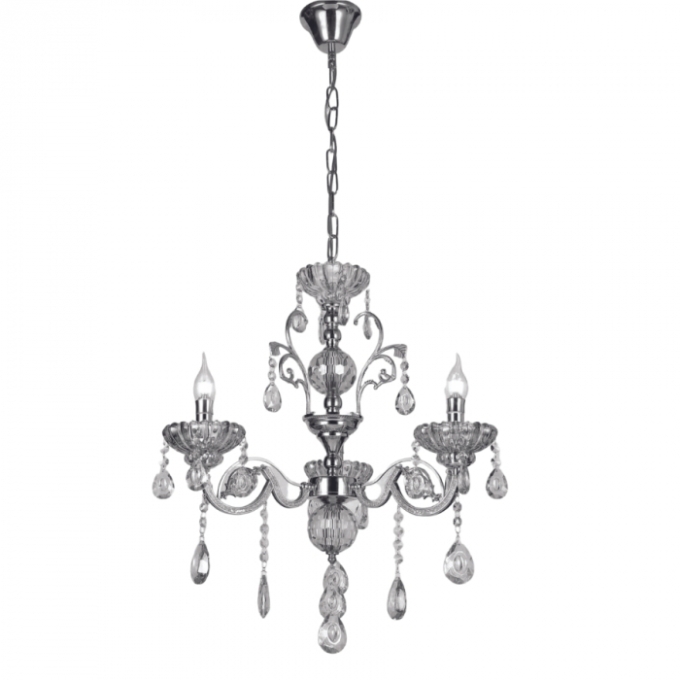 Pendente Sindora Metal Cromado e Cristal Transparente 3L E14 Ø450x450mm DCD00405-3