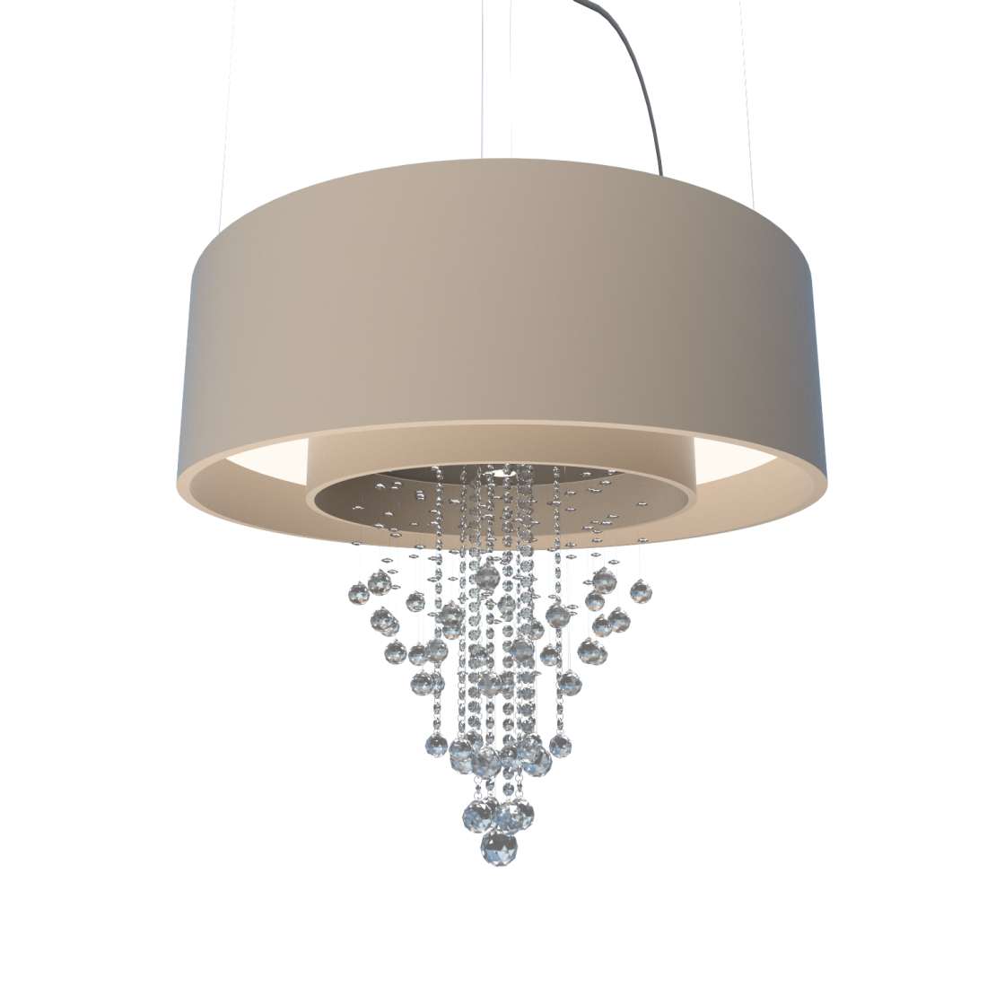 Pendente Accord Anel Cilíndrico Duplo Com Cristais 46 Watts 2700K Bivolt Ø800x250mm 213C