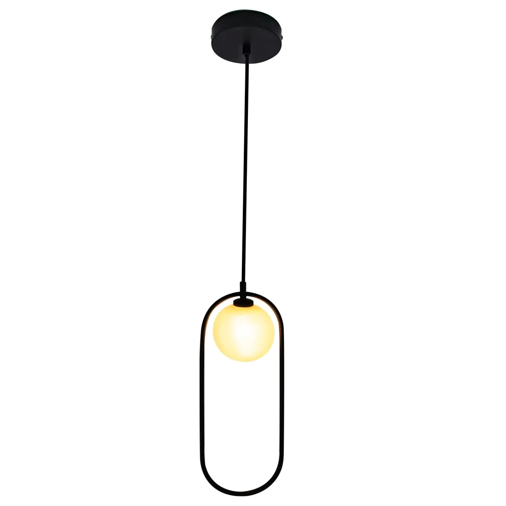 Pendente Bella Gude Preto e Branco 1L G9 Ø170x470mm SQ013B
