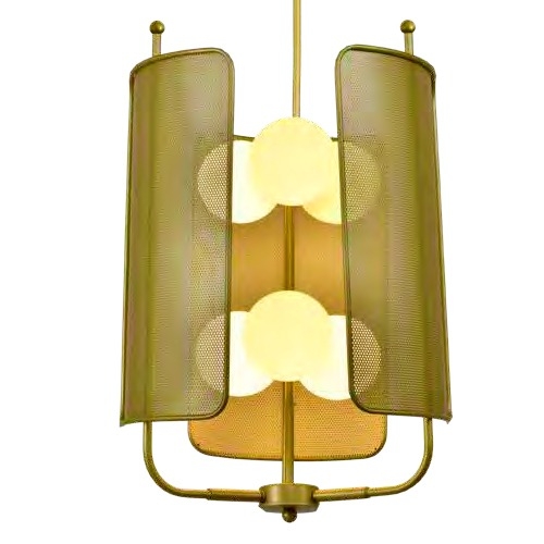 Pendente Starlux Felipa Ouro Fosco e Globo Leitoso 6L G9 Ø450mm ZR134-AGD