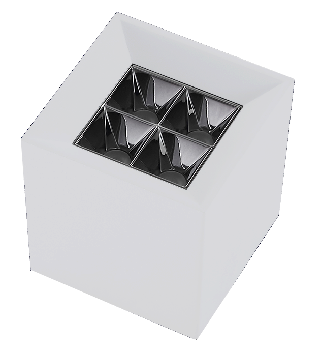 Spot Sobrepor Opus LED Soul 5 watts 2700K IRC90 30° IP20 62x62x62mm Branco Fundo Preto OPS 83885