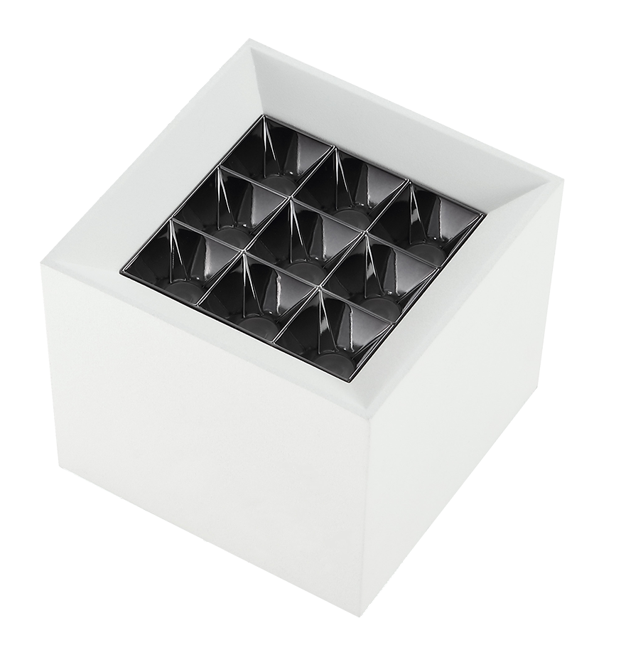 Spot Sobrepor Opus LED Soul 10 watts 2700K IRC90 30° IP20 81x81x68mm Branco Fundo Preto OPS 83892