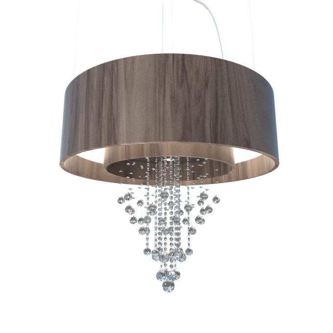 Pendente Accord Anel Cilíndrico Duplo Com Cristais 46 Watts 2700K Bivolt Ø800x250mm 213C