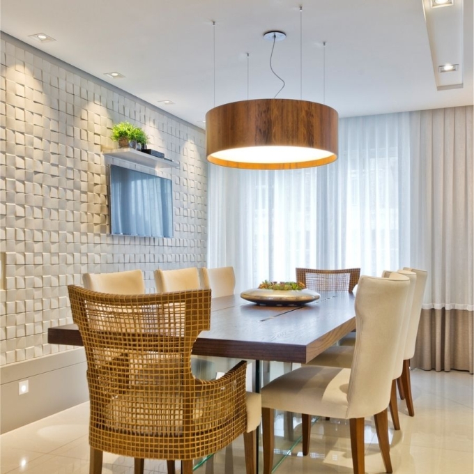 Pendente Accord Cilíndrico em Madeira 49 Watts 2700K Bivolt Ø700x250mm 207LED