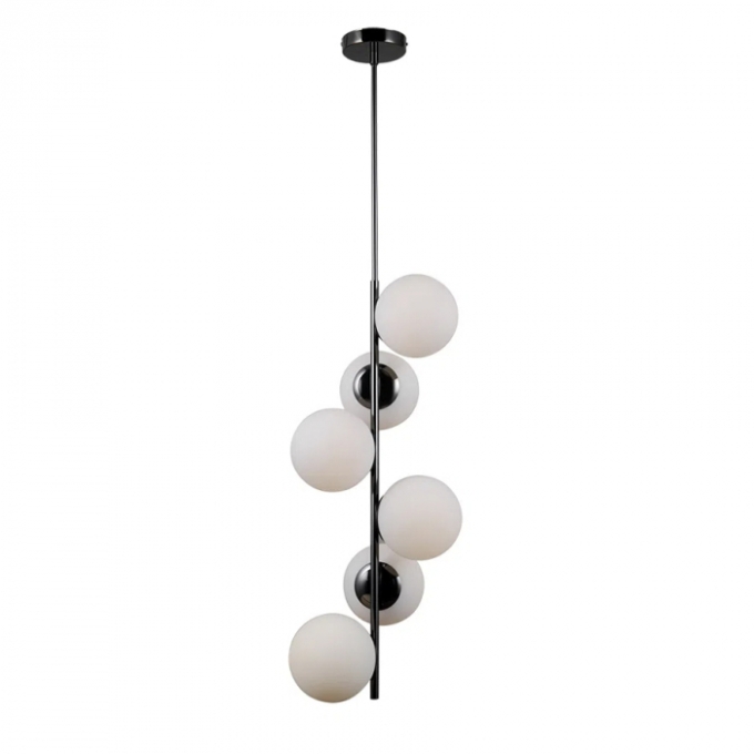 Pendente Bella Petit Poa Cromo Negro e Branco 6L E27 Ø310x1400mm SQ004B
