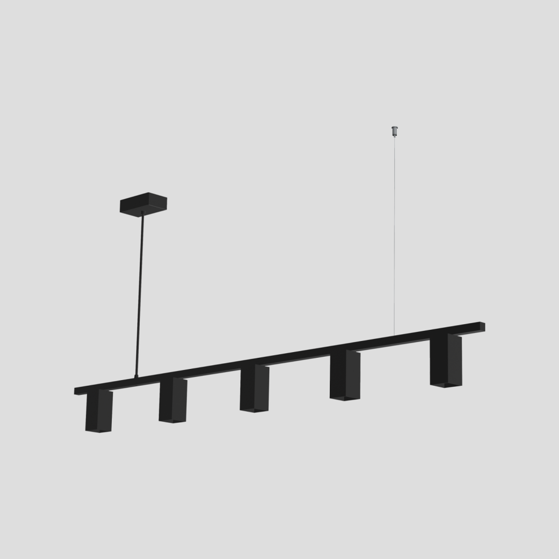 Pendente Montare Atria Tubo Quadrado 5L Dicroica MR16 1400x100x200mm 308140